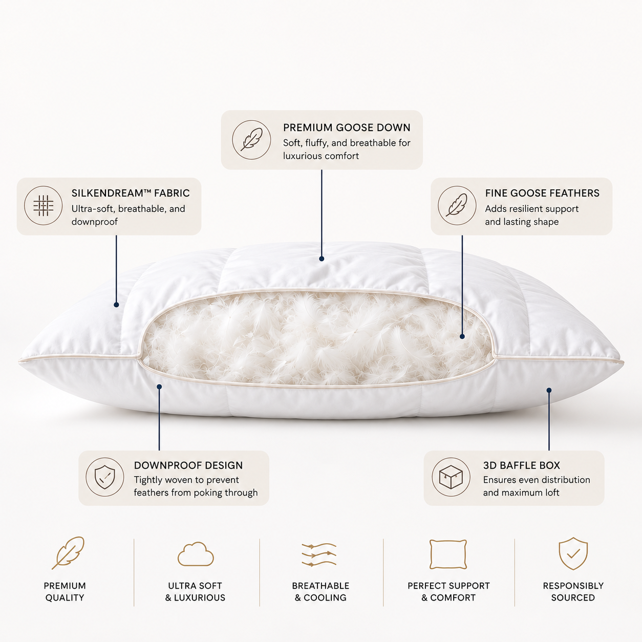 Luxury Hungarian Goose Down Pillow